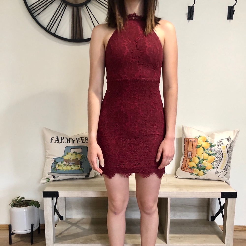 Burgundy lace dress